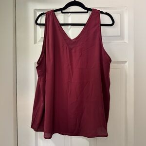 Maurices Burgundy V Neck Tank Blouse NWT Flowy Sleeveless Top 1X